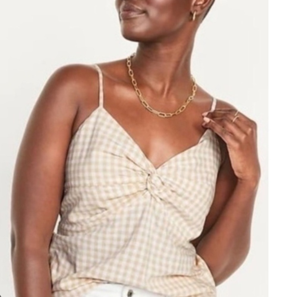 Old Navy Gingham‎ Cami Top Summer Sleeveless Twist Front Casual 4X NWOT